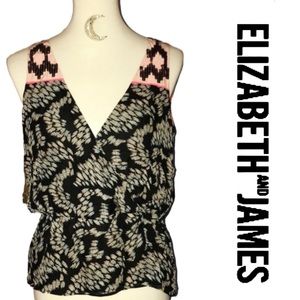 Elizabeth and James Silk Surplice Sequined Top Medium VGUC